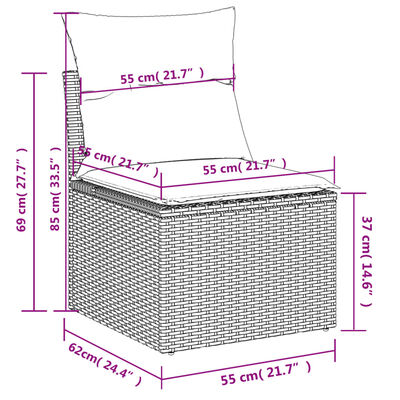 vidaXL Set de muebles de jardín 9 pzas y cojines ratán sintético gris