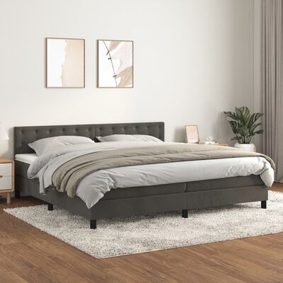 vidaXL Cama box spring con colchón terciopelo gris oscuro 200x200 cm