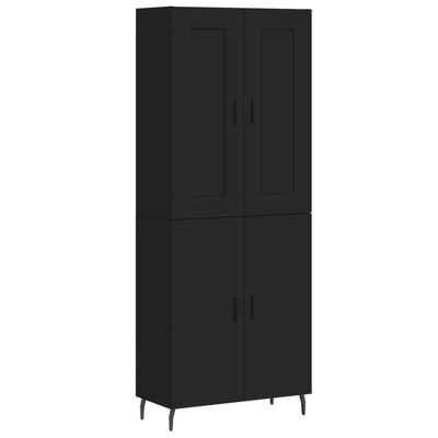 vidaXL Aparador alto madera contrachapada negro 69,5x34x180 cm