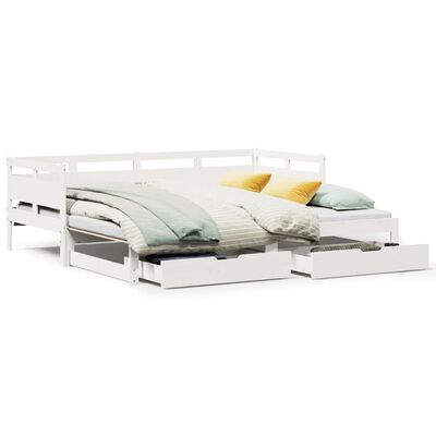 vidaXL Sofá cama nido con cajones madera maciza pino blanca 80x200 cm