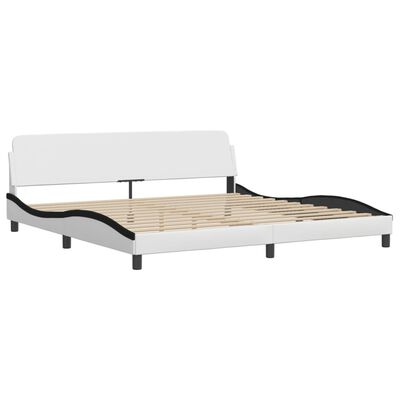 vidaXL Estructura de cama con cabecero cuero sintético blanco y negro