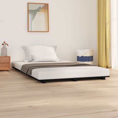 vidaXL Estructura de cama de madera maciza de pino negro 140x190 cm