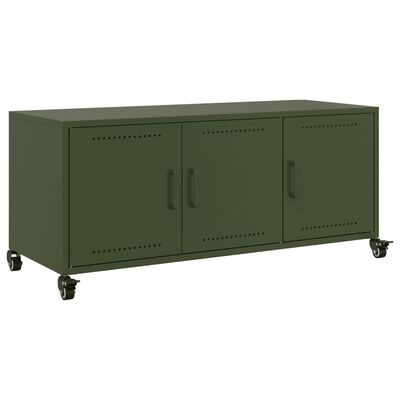 vidaXL Mueble de TV de acero verde oliva 100,5x39x43,5 cm