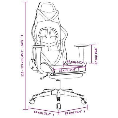 vidaXL Silla gaming con reposapiés cuero sintético negro rojo