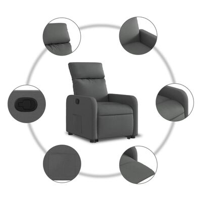 vidaXL Sillón reclinable elevable de tela gris oscuro