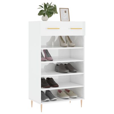 vidaXL Mueble zapatero madera contrachapada blanco brillo 60x35x105 cm