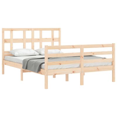 vidaXL Estructura de cama de matrimonio con cabecero madera maciza