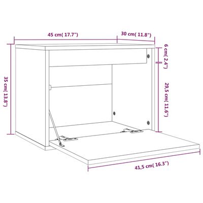 vidaXL Armario de pared madera maciza de pino marrón miel 45x30x35 cm