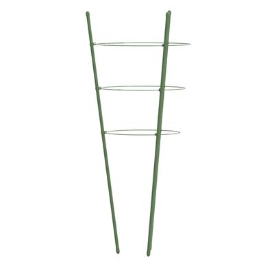 vidaXL Soportes plantas jardín con 3 anillas 5 uds acero verde 60 cm