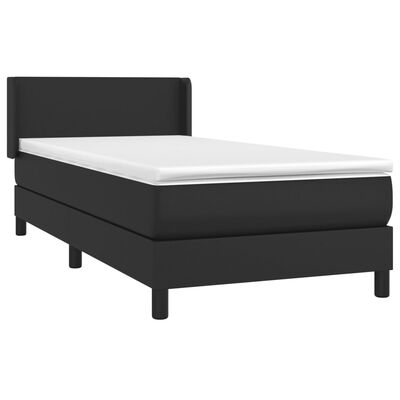 vidaXL Cama box spring con colchón cuero sintético negro 90x190 cm