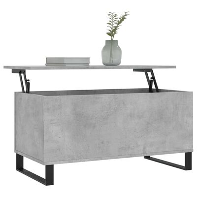 vidaXL Mesa de centro madera contrachapada gris hormigón 90x44,5x45 cm