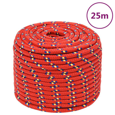 vidaXL Cuerda de barco polipropileno rojo 14 mm 25 m