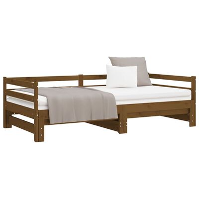 vidaXL Sofá cama extraíble madera maciza pino marrón miel 2x(90x200)cm