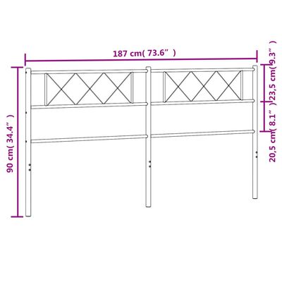 vidaXL Cabecero de metal negro 180 cm