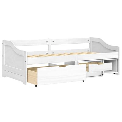 vidaXL Sofá cama con 3 cajones madera maciza pino blanca IRUN 90x200cm