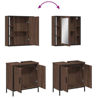 vidaXL Set de muebles baño 2 pzas madera contrachapada marrón roble