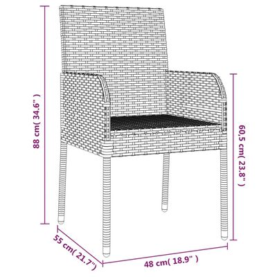 vidaXL Set comedor jardín 9 pzas y cojines ratán sintético negro gris