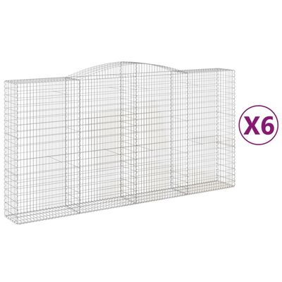 vidaXL Cestas de gaviones 6 uds forma de arco hierro 400x50x200/220 cm