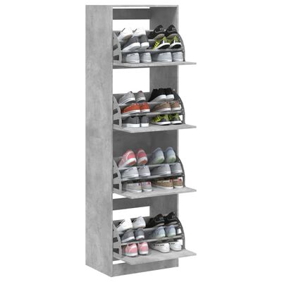 vidaXL Mueble zapatero 4 cajones abatibles gris hormigón 60x42x204 cm