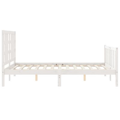 vidaXL Estructura de cama con cabecero madera maciza blanco 140x190 cm