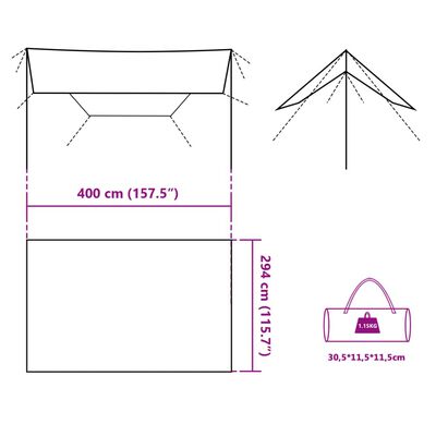 vidaXL Lona de camping impermeable gris y naranja 400x294 cm