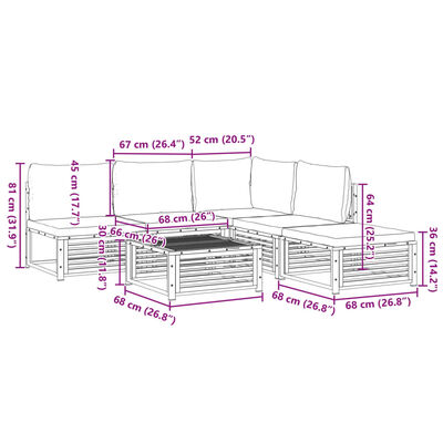 vidaXL Set de sofás de jardín con cojines 6 pzas madera maciza acacia