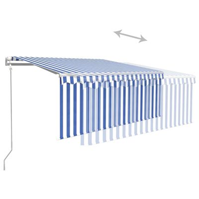 vidaXL Toldo automático retráctil con persiana azul y blanco 3x2,5m