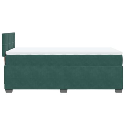 vidaXL Cama box spring con colchón terciopelo verde oscuro 100x200 cm