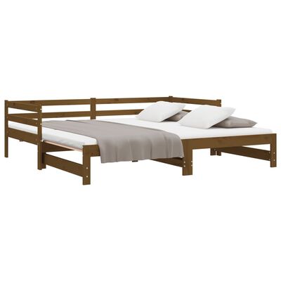 vidaXL Sofá cama extraíble madera maciza pino marrón miel 2x(90x200)cm