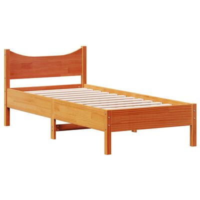 vidaXL Cama sin colchón madera maciza de pino marrón cera 100x200 cm