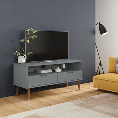 vidaXL Mueble de TV MOLDE madera maciza de pino gris 106x40x49 cm