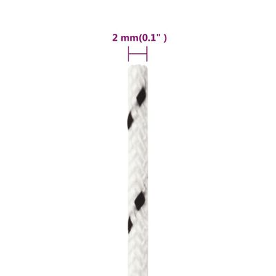 vidaXL Cuerda para barco trenzada poliéster blanco 2 mm x 50 m