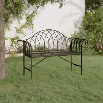 vidaXL Banco de jardín de dos plazas 128 cm acero negro