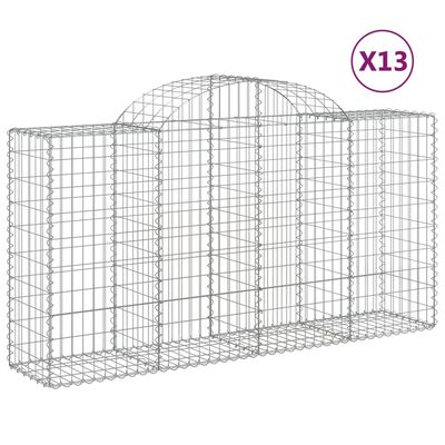 vidaXL Cestas de gaviones 13 uds forma arco hierro 200x50x100/120 cm