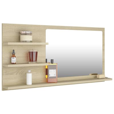 vidaXL Espejo de baño madera contrachapada roble Sonoma 90x10,5x45 cm