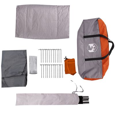 vidaXL Tienda de camping con túnel 4 personas impermeable gris naranja