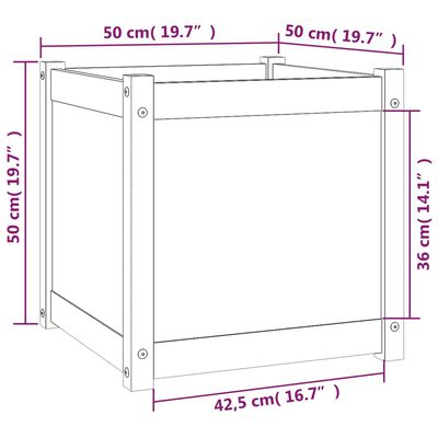 vidaXL Jardinera de madera maciza de pino 50x50x50 cm