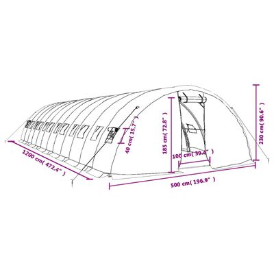 vidaXL Invernadero con estructura de acero blanco 60 m² 12x5x2,3 m