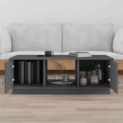 vidaXL Mesa de centro de madera maciza de pino gris 100x50x35 cm