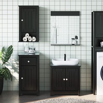 vidaXL Juego de muebles de baño BERG 3 pzas madera maciza pino negro