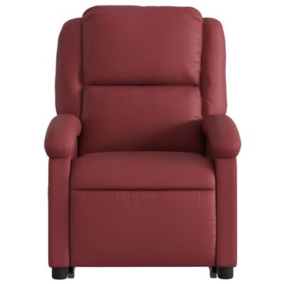 vidaXL Sillón reclinable de masaje de pie cuero artificial rojo tinto