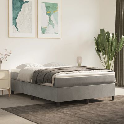 vidaXL Cama box spring con colchón terciopelo gris claro 140x200 cm