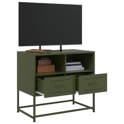 vidaXL Mueble para TV de acero verde oliva 68x39x60,5 cm