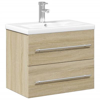 vidaXL Mueble de baño con lavabo integrado roble Sonoma