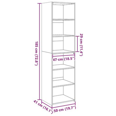 vidaXL Aparador alto madera de ingeniería blanco 50x41x185 cm