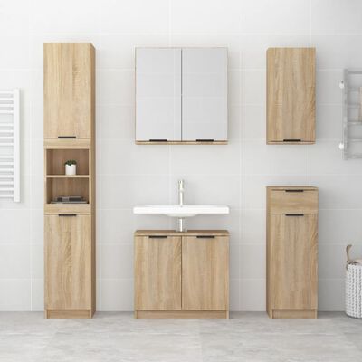 vidaXL Armario de baño madera ingeniería roble Sonoma 32x34x188,5 cm