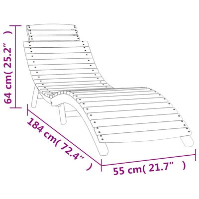 vidaXL Tumbona de madera maciza acacia blanca 184x55x64 cm