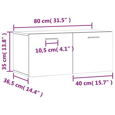 vidaXL Armario de pared madera de ingeniería blanco 80x36,5x35 cm