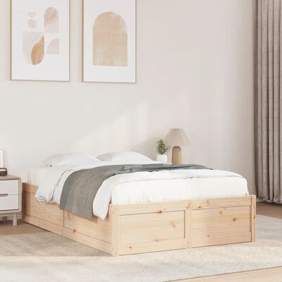 vidaXL Estructura de cama sin colchón madera maciza de pino 135x190 cm