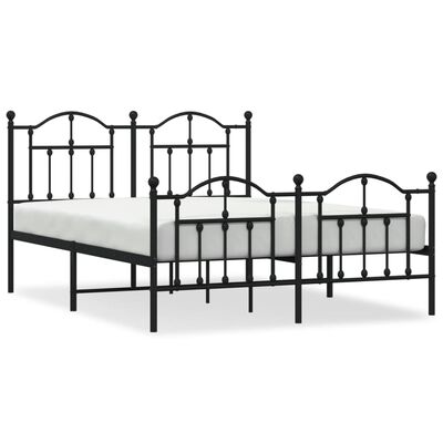 vidaXL Estructura de cama cabecero y estribo metal negro 140x200 cm